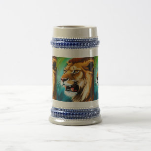 Caneca De Cerveja Retrato Posicionado Do Lion De Raiva-57566