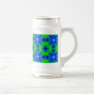 Caneca De Cerveja Retro Margeriten e estrelas Artdeco em verde azul