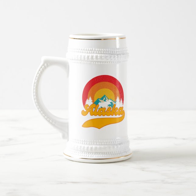 Caneca De Cerveja Retro Sunset Alaska Juneau Moose 0Montanhas Selvag (Esquerda)