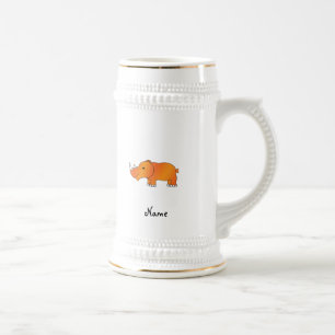 Caneca De Cerveja Rinoceronte alaranjado conhecido personalizado