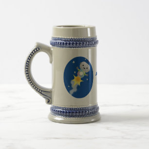 Caneca De Cerveja Robô bonito voando em ilustração de desenho animad