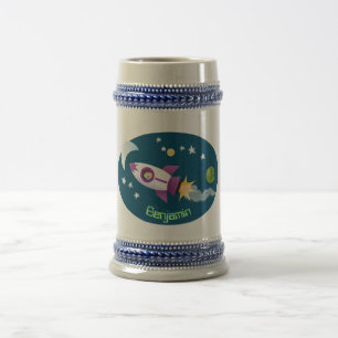 Caneca De Cerveja Rockets em ilustração de desenhos animados espacia
