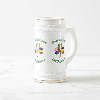 Caneca De Cerveja Romanian Irish USA Flag Shamrock Personalized Text