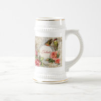 Caneca de cerveja Rosa do Vintage Damask