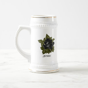 Caneca De Cerveja Rosas Pretas Personalizadas Góticas Vintage