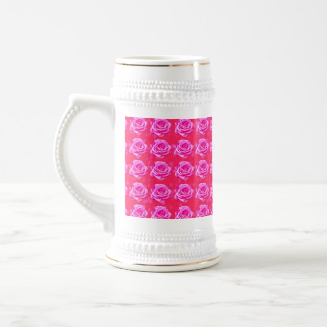 Caneca De Cerveja Rosas Rosa Em Bokeh Rosa, (Esquerda)