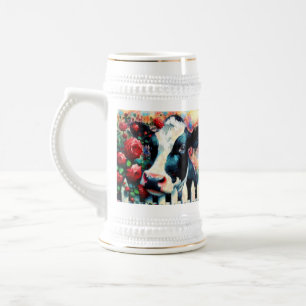 Caneca De Cerveja Rosas vermelhas de vedação de galinha Holstein