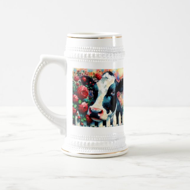 Caneca De Cerveja Rosas vermelhas de vedação de galinha Holstein (Esquerda)