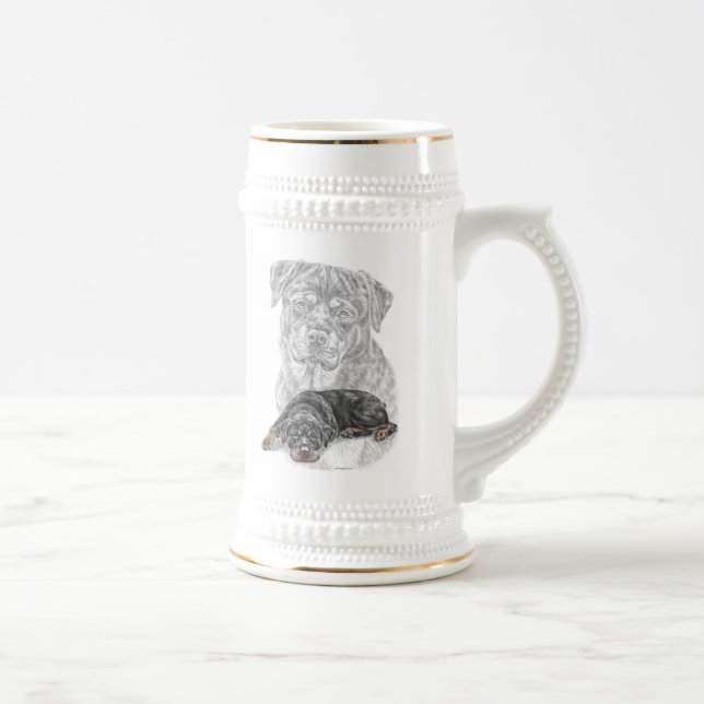 Caneca De Cerveja Rottweiler Dog Art (Direita)