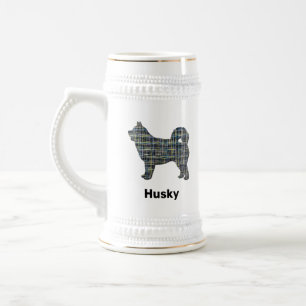 Caneca De Cerveja Rouco Cachorro Amarelo e Azul Linhas de Grade