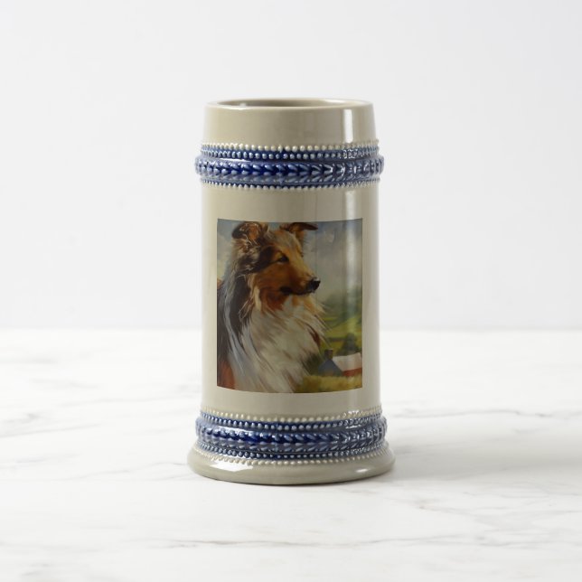 Caneca De Cerveja Rough Collie Dog (Centro)