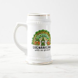 Caneca De Cerveja Rua De Shamrock Verde Patrick Com Meus Gnomos