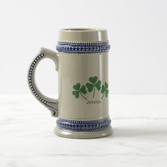 Caneca De Cerveja Rua. Dia de Patrick, Shamrock Verde Vine Irish Par (Esquerda)