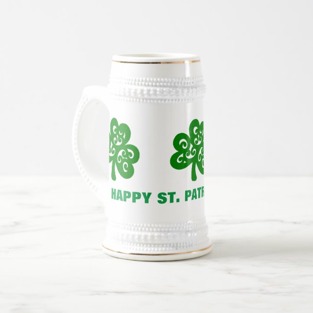 Caneca De Cerveja Rua FELIZ. DIA DE PATRICK (Frente Esquerda)