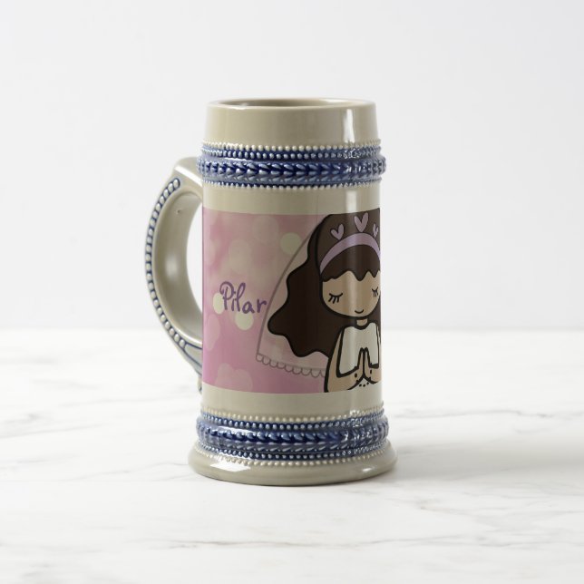 Caneca De Cerveja Sagrada, sagrada, nome de menina morena (Frente Esquerda)