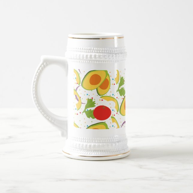 Caneca De Cerveja Salada de Abacate Tomate Padronagem Verde (Esquerda)