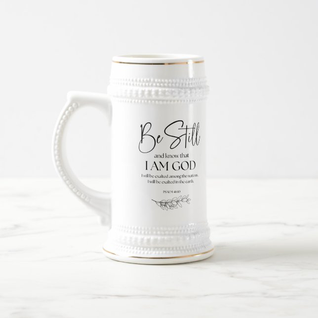 Caneca De Cerveja Salm 46:10 Fique quieto e saiba que eu sou Deus (Esquerda)