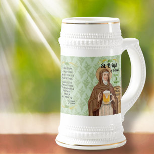 Caneca De Cerveja Santa Brígida da Irlanda e Seu Barril de Cerveja
