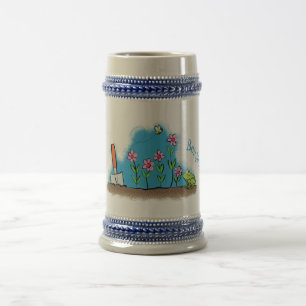 Caneca De Cerveja sapo bonito e abelha na ilustração de desenho an