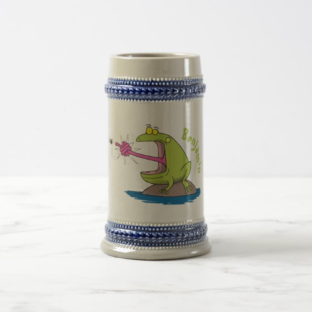 Caneca De Cerveja Sapo engraçado e desenho de mosca (Centro)