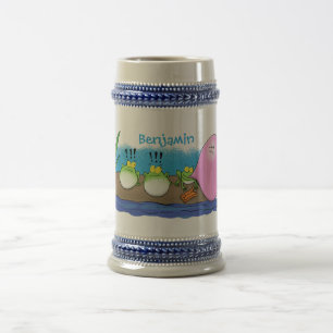 Caneca De Cerveja Sapos engraçados bonitos ilustração de desenho ani