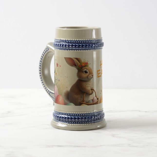 Caneca De Cerveja Saudações da Primavera do Coelho da Páscoa (Frente Esquerda)