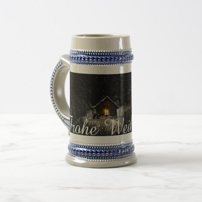 Caneca De Cerveja Saudações de Natal com Casa de Bruxa (Frente Esquerda)