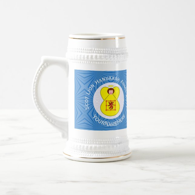 Caneca De Cerveja Scot Lion Rampant Angel Hanukkah Flag Personalizad (Esquerda)
