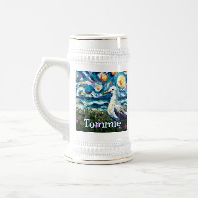 Caneca De Cerveja Seagull Van Gogh Style Beach Personalizado (Esquerda)