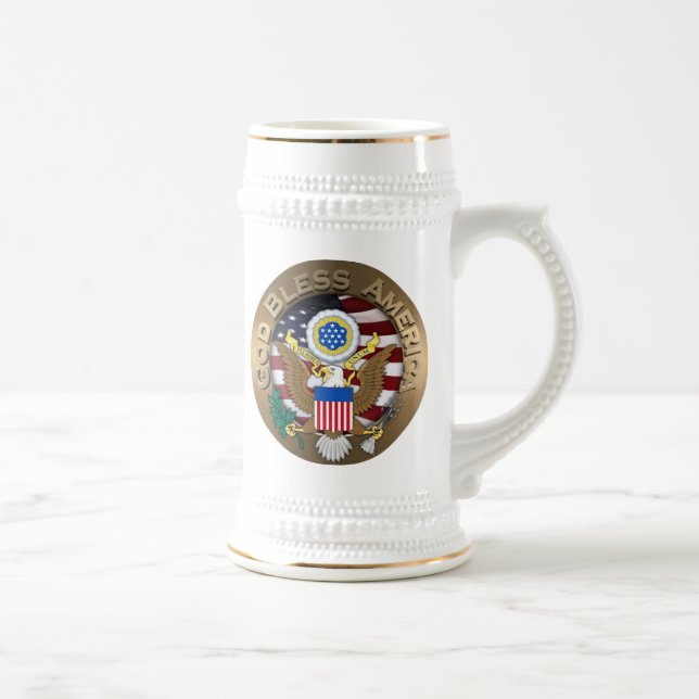 Caneca De Cerveja Selo dos Estados Unidos da América - América Deus  (Direita)