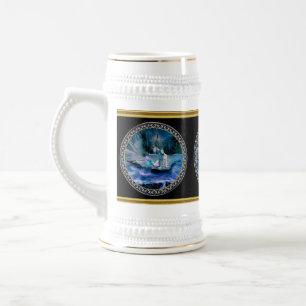 Caneca De Cerveja Sereia com cabelo de turquesa