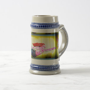 Caneca De Cerveja sereias de mosaicos cor-de-rosa