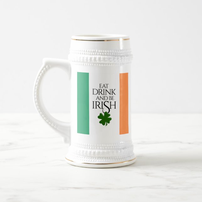 Caneca De Cerveja Shamrock coma bebida e Be Irish Flag (Esquerda)