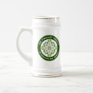 Caneca De Cerveja Shamrock Mandala Rua do Dia da Família do Patrick