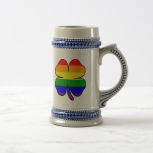 Caneca De Cerveja Shamrock Rainbow Flag Gay e orgulho lésbico