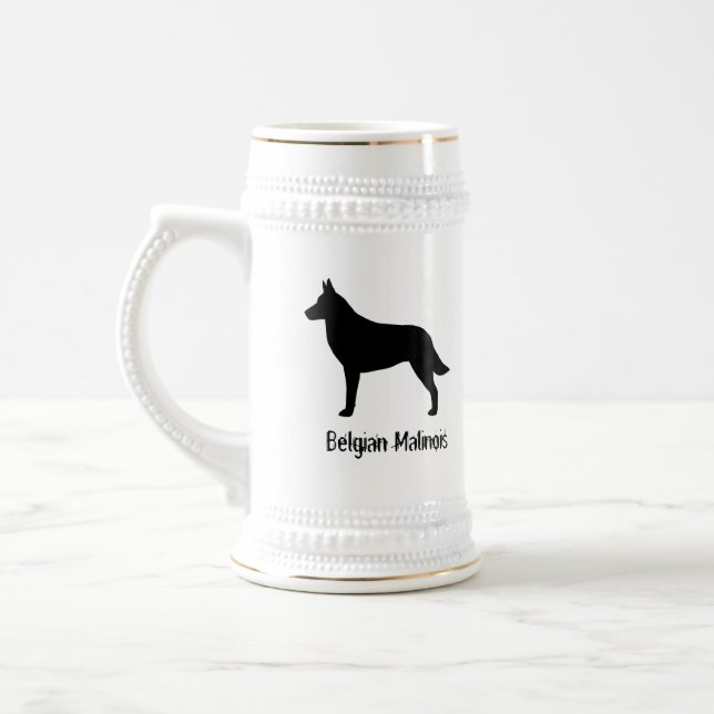 Caneca De Cerveja Silhueta do Malinois Belga (Esquerda)