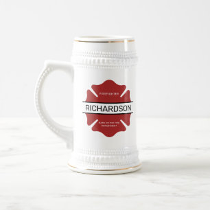 Caneca De Cerveja Símbolo de logotipo vermelho de bombeiro personali