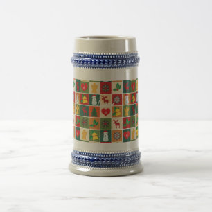 Caneca De Cerveja Símbolos de Natal Medley Art Thunder_Cove