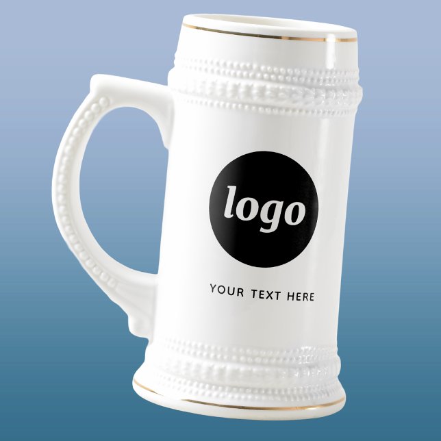 Caneca De Cerveja Simple Logo and Text Business (Simple logo with custom text business branding promotional beer stein mug)