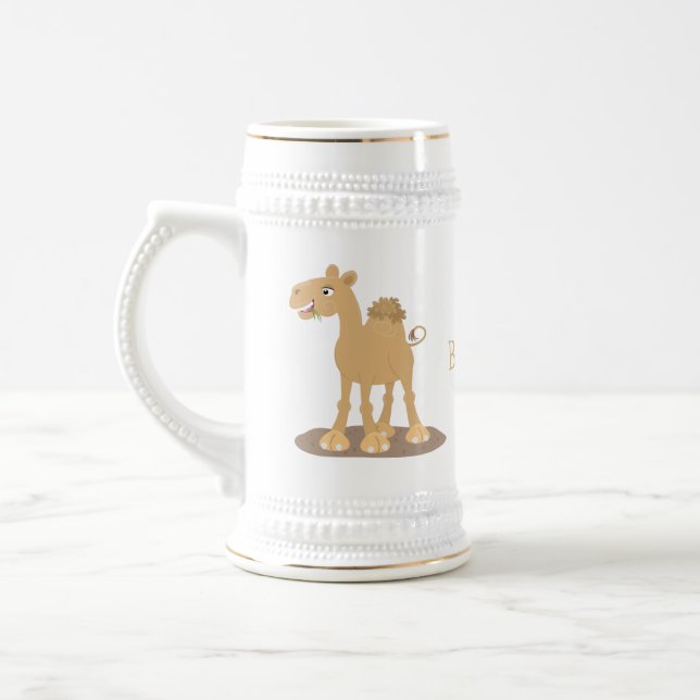 Caneca De Cerveja Simples ilustração de desenho animado de camelo fe (Esquerda)