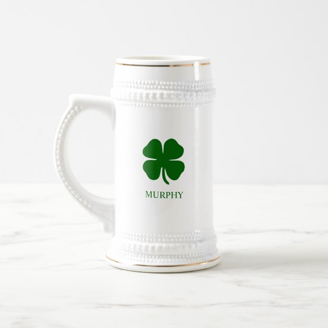 Caneca De Cerveja Simples Quatro Folhas Clover Green Shamrock Irland (Esquerda)