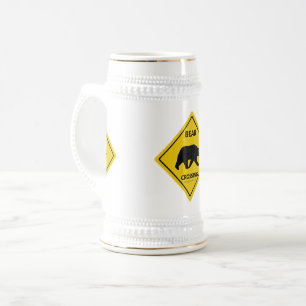 Caneca De Cerveja sinal de cruzamento de urso silhueta de urso w