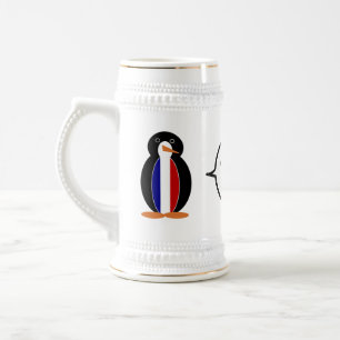 Caneca De Cerveja Sinalizador Francês Falando Sra. Penguin Personali