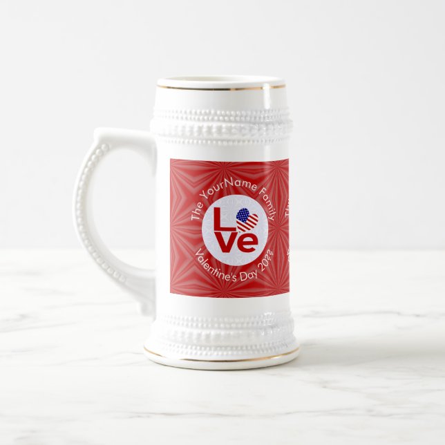Caneca De Cerveja Sinalizador Red LOVE dos Estados Unidos Personaliz (Esquerda)