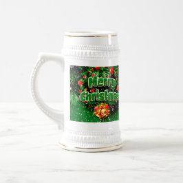Caneca De Cerveja Sinos Dourados de Natal Feliz Verde