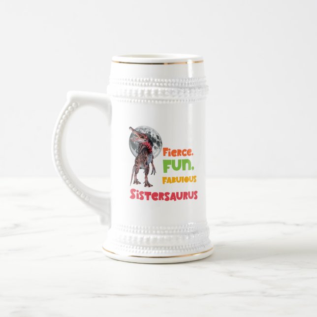 Caneca De Cerveja Sistersaurus: Fierce, fun and fabulous Funny (Esquerda)