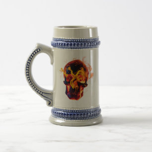 Caneca De Cerveja Skeleton de queimadura no Morto Retroativo em Fogo