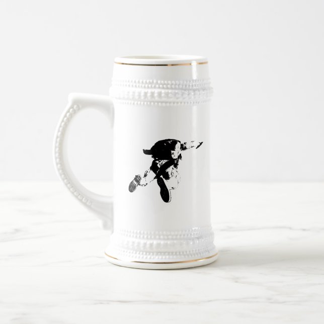 Caneca De Cerveja Skydiving preto & branco (Esquerda)