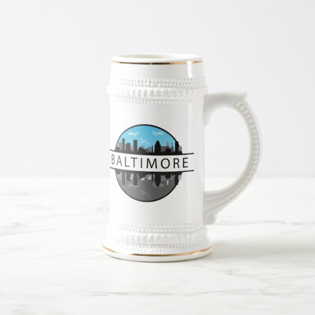 Caneca De Cerveja Skyline de Baltimore Maryland (Direita)