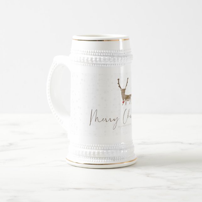 Caneca De Cerveja SlipperyJoe Merry Christmas rendeer red-nose (Frente Esquerda)